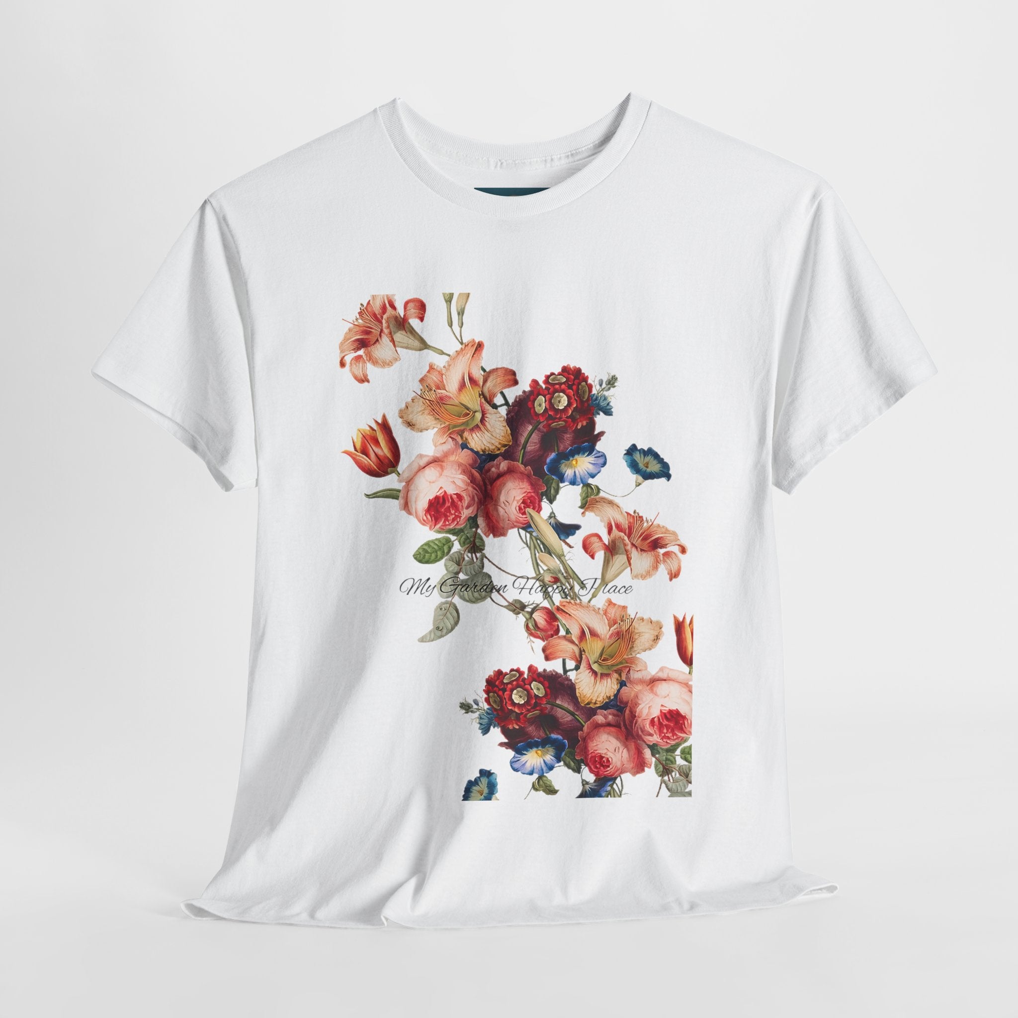 Floral 'Garden Happy Place' Unisex T-Shirt – Cute Vintage Graphic Tee