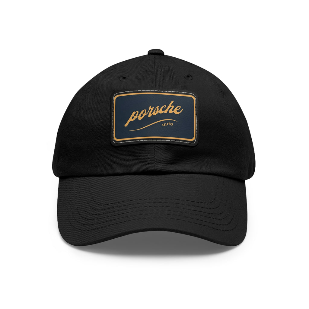 Black cap with Porsche vintage logo on a white background