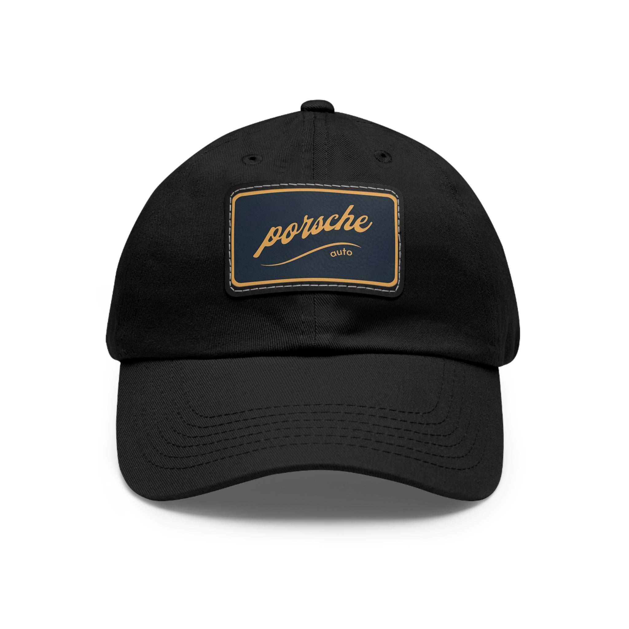 Black cap with Porsche vintage logo on a white background