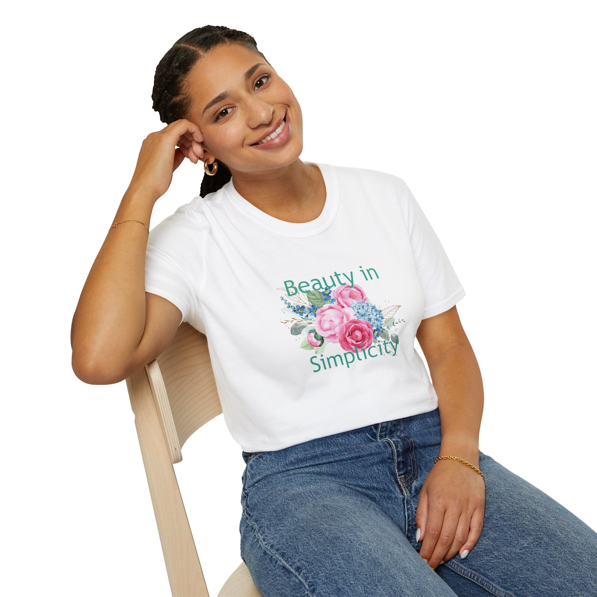 "Unisex Floral T-Shirt – 'Beauty in Simplicity' Eco-Friendly Summer Tee"