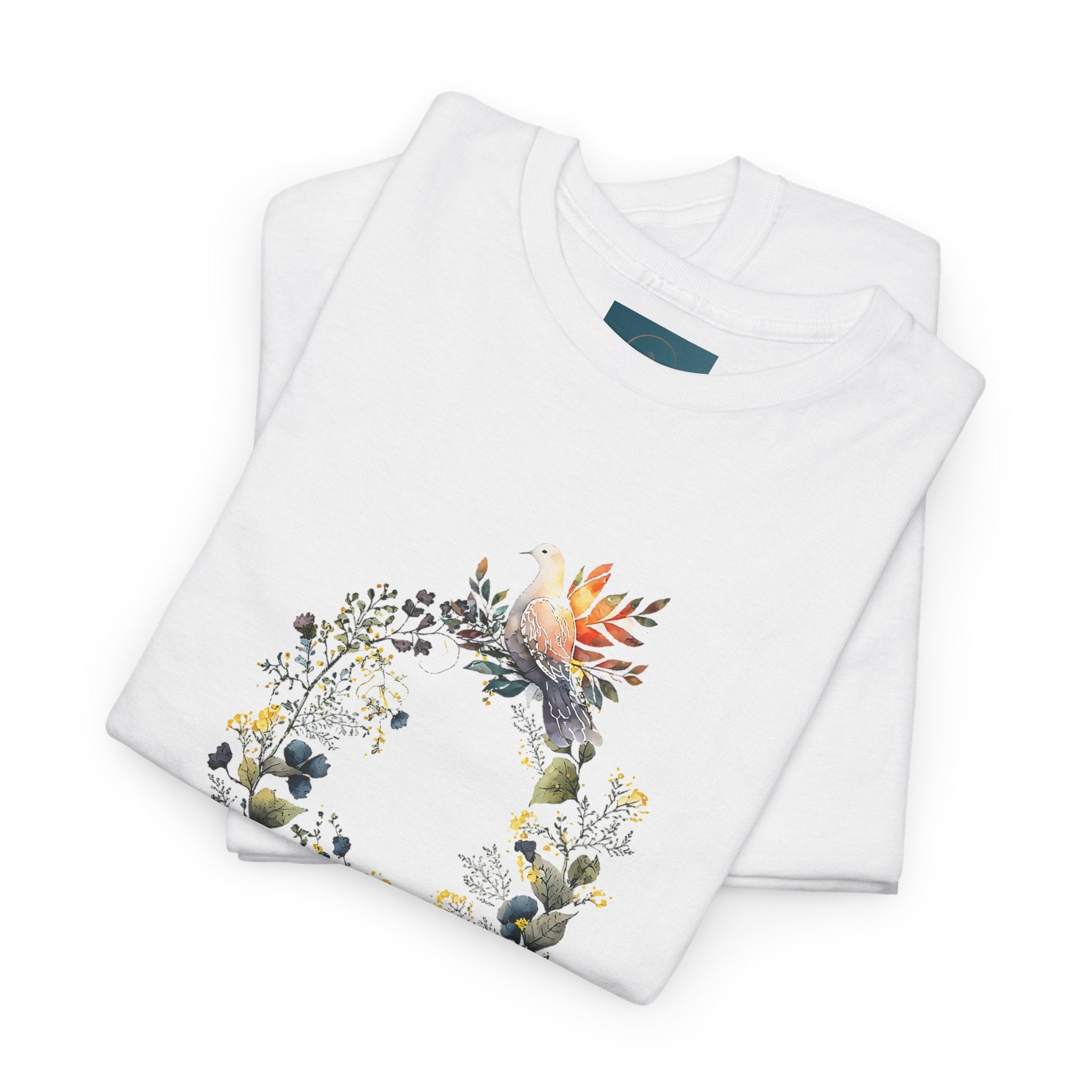 Floral 'Dove of Peace' Unisex Cotton Tee - Eco-Friendly Casual Shirt