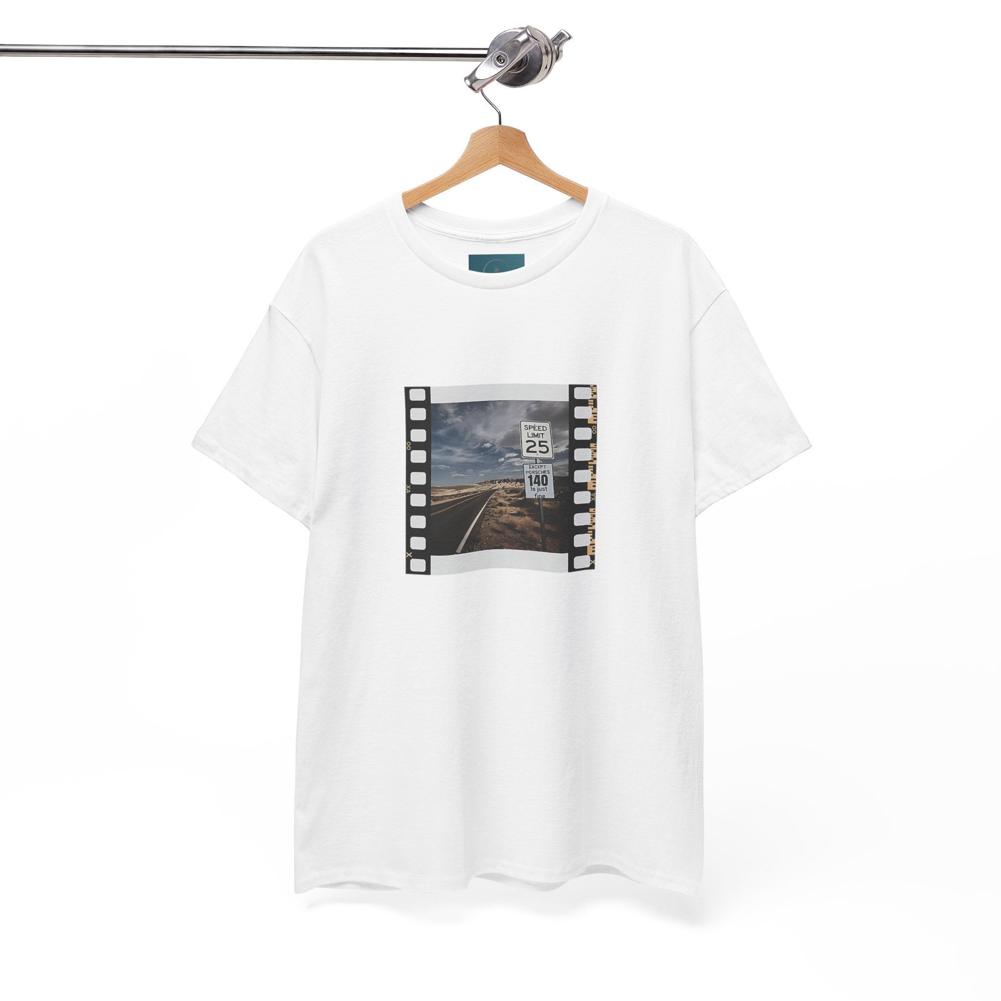 Porsche Road Sign T-Shirt – Retro Film Strip Style Unisex Tee.