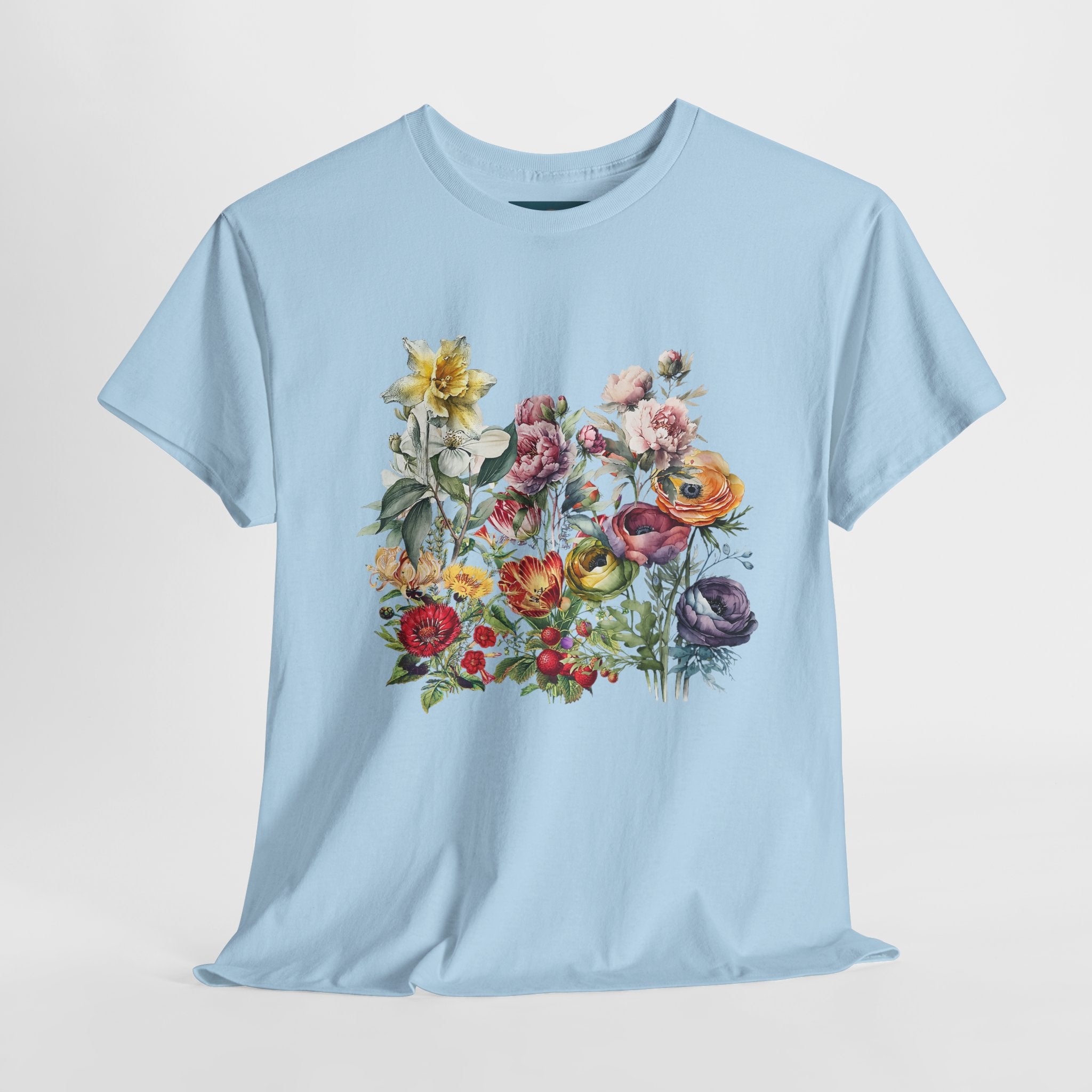 Floral Print Unisex Cotton Tee – Spring flowers Casual T-Shirt.