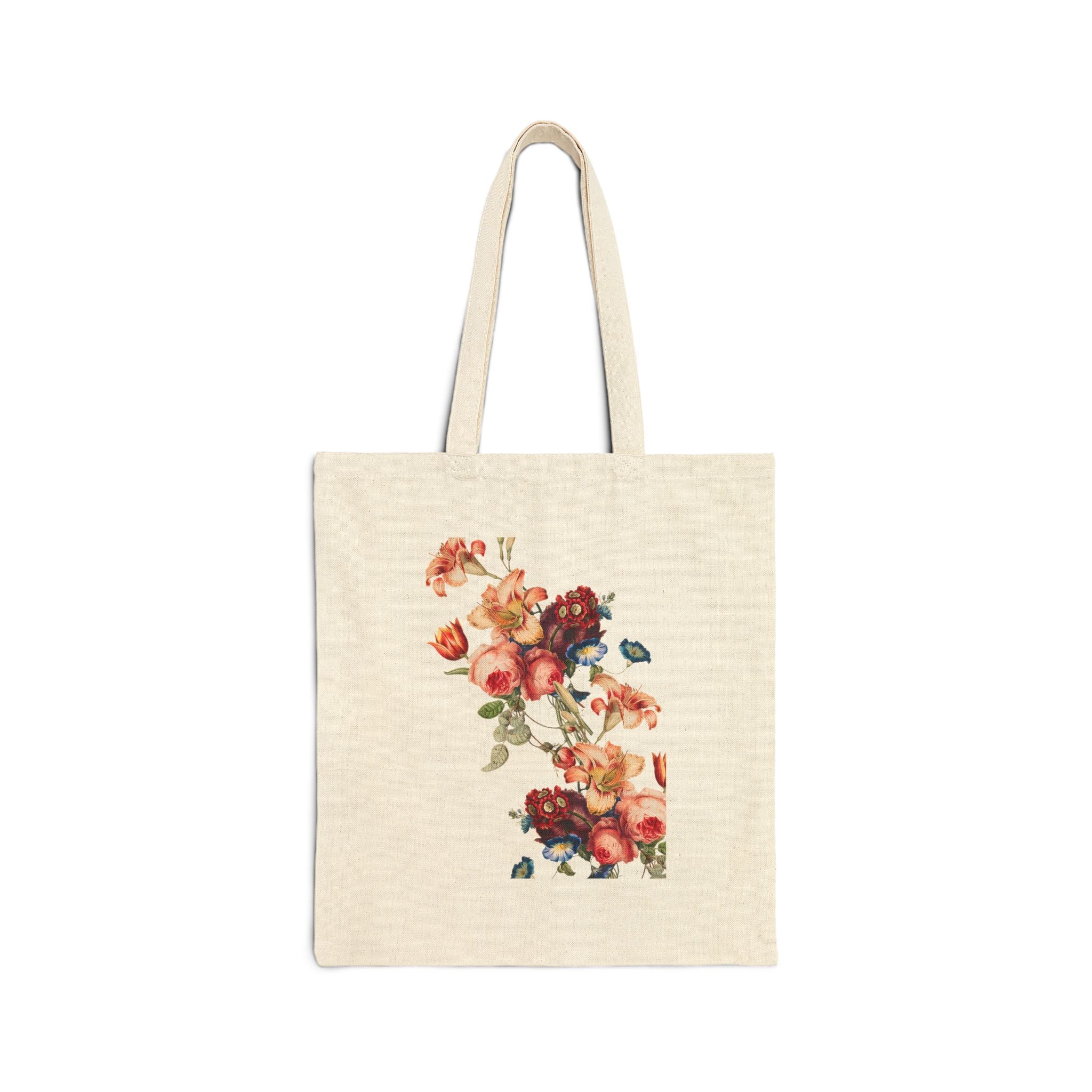 Floral Cotton Canvas Tote Bag – with 2 Different Prints | market bag