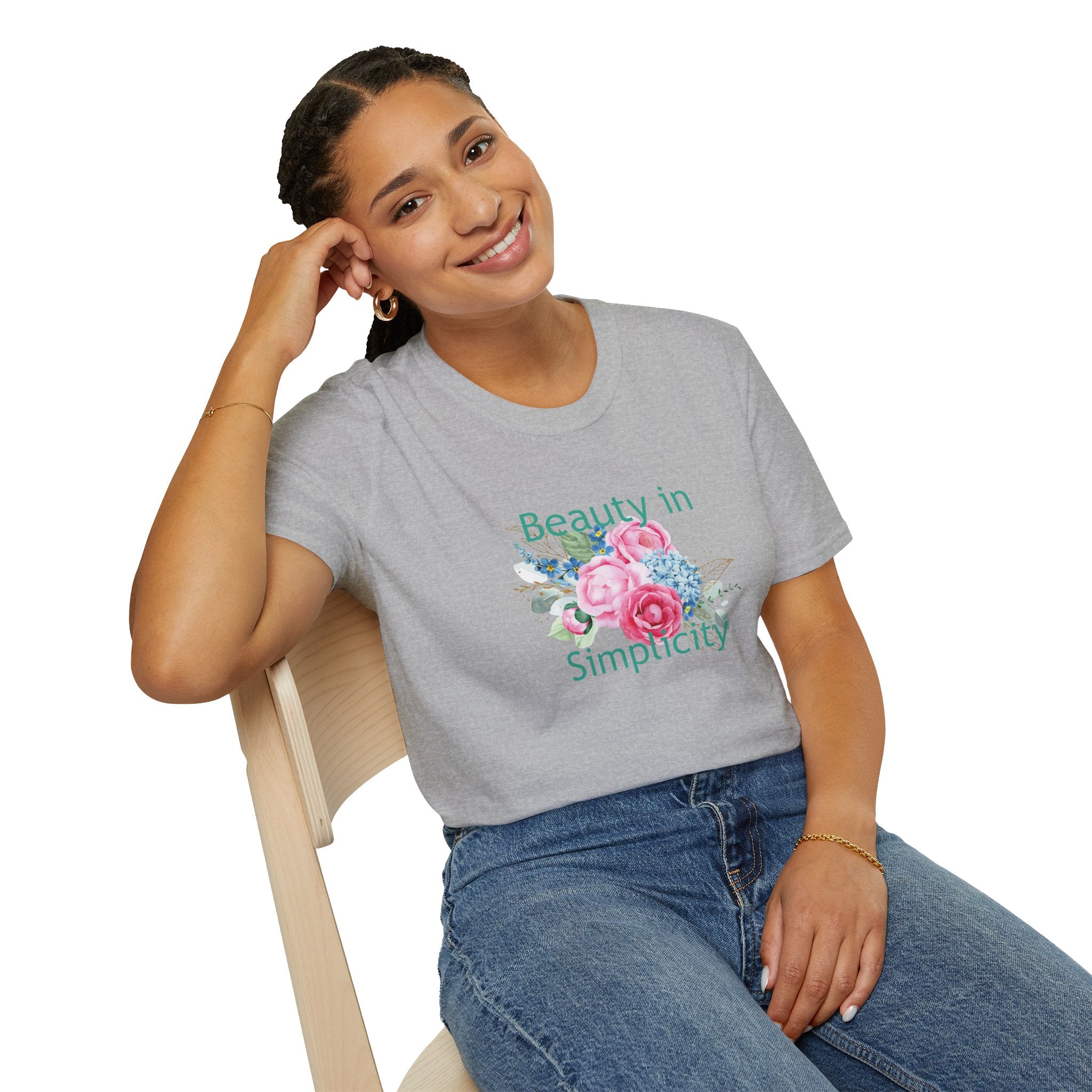 "Unisex Floral T-Shirt – 'Beauty in Simplicity' Eco-Friendly Summer Tee"