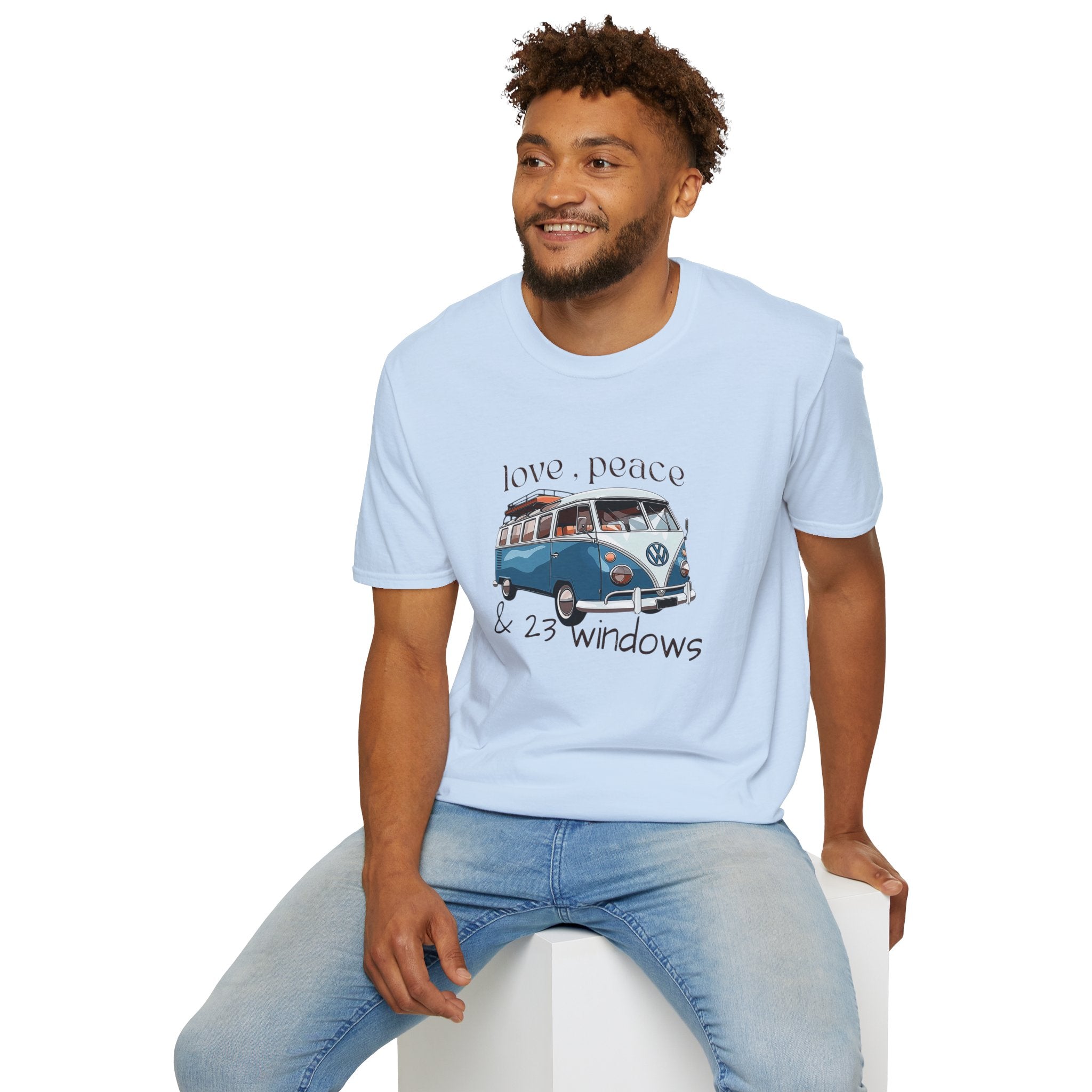 Love Peace & 23 Windows VW Bus T-Shirt | Vintage Boho Unisex Tee