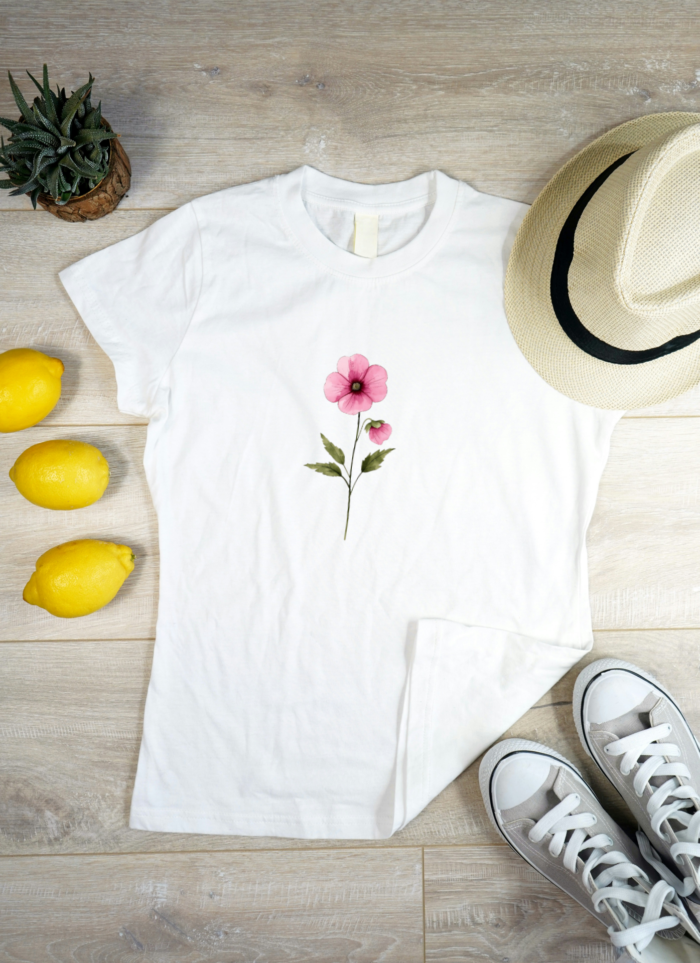 Floral Women's Casual Tee – Softstyle Semi-Fitted Summer Shirt