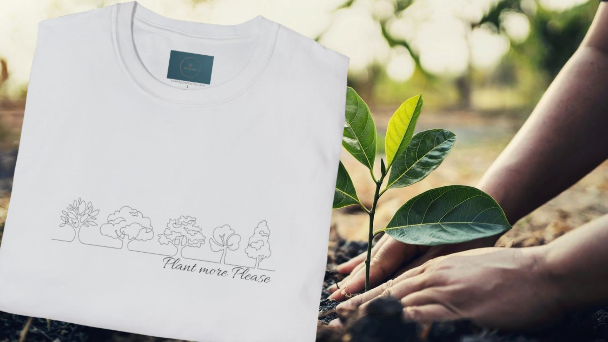 Plant More Trees T-Shirt – Cute Unisex Nature Tee, line drawing print