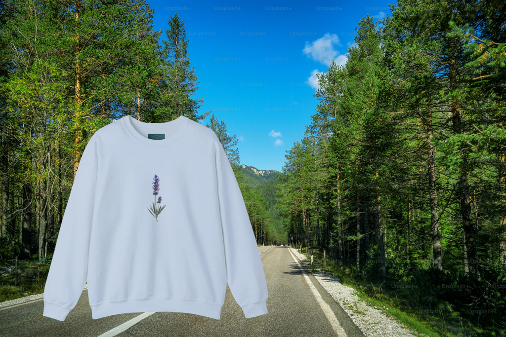 Lavender Bloom Crewneck Sweatshirt – Cozy Unisex Floral Sweatshirt